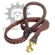 Staffy Leather Dog Lead Brown