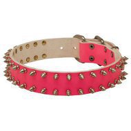 Spiked Dog Collar in Pink Leather for Staffy | Female Dog Collar Spiked Dog Collar in Pink Leather for Staffy | Female Dog Collar