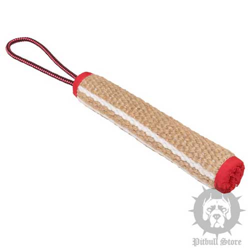 Rolled Dog Bite Tug of Jute With Handle