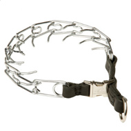 Staffy Pinch Prong Collar with Leather Loop & Snap-Buckle, 1/8"
