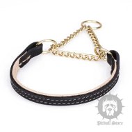 Staffy Collar of Nappa Lined Leather for Behavior Training