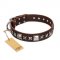 "Perfect Impression" FDT Artisan Brown Studded Dog Collar in UK