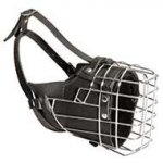 Leather Coated Wire Basket Dog Muzzle for Working Pitbulls