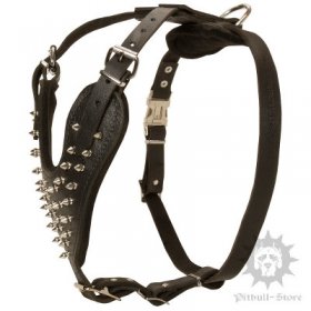 Pitbull Leather Dog Harness of Large Size with Spikes