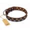 "Strong Shields" FDT Artisan Brown Dog Collar with Conshos