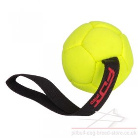 Durable Pitbull Dog Toy Yellow Ball with Handle