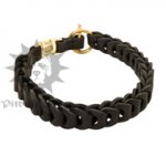 Leather Choke Collar of Braided Design for Staffy & Pitbull