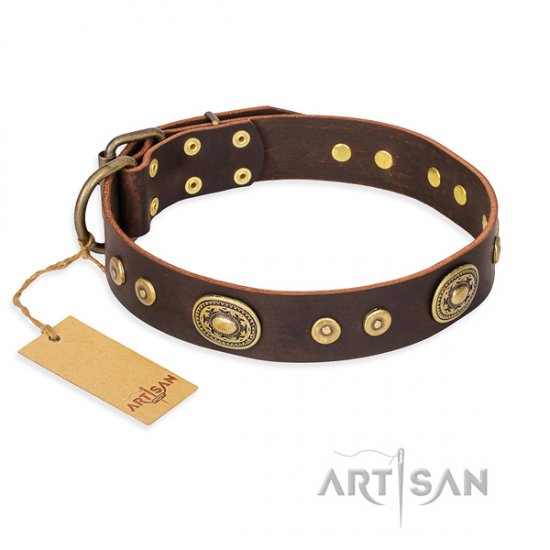 "One-of-a-Kind" FDT Artisan Brown 1.5 inch Leather Dog Collar