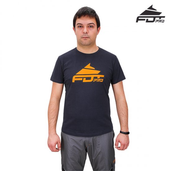 "Pro Fit" Dog Training T-shirt in Dark Grey, Orange FDT Pro Logo