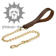 Chain Dog Lead with Soft Leather Handle