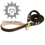 Handcrafted Braided Leather Pitbull Leash with Handle