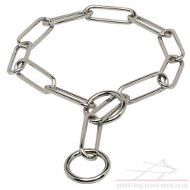 Steel Dog Collar Fur Saver Long Links for Staffy, Chrome Plated