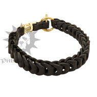 Leather Choke Collar of Braided Design for Staffy & Pitbull