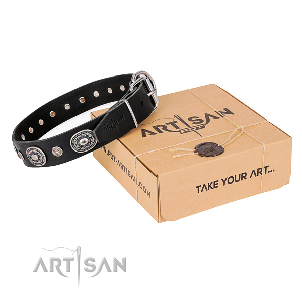 Black Leather Dog Collar