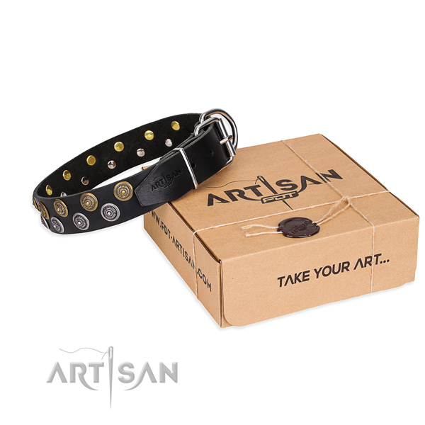 Black Leather Dog Collar