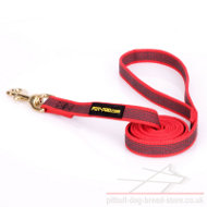 Dog Leash for Pitbull of Rubberized Non-Slip Red Nylon