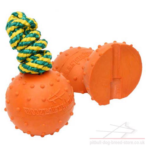 Durable Dog Toy Ball on Rope for Pitbull and Staffy, 3"