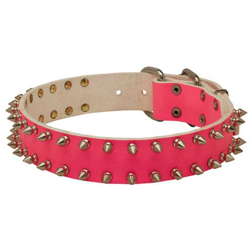 Pink Leather Spiked Dog Collar Pink Leather Spiked Dog Collar