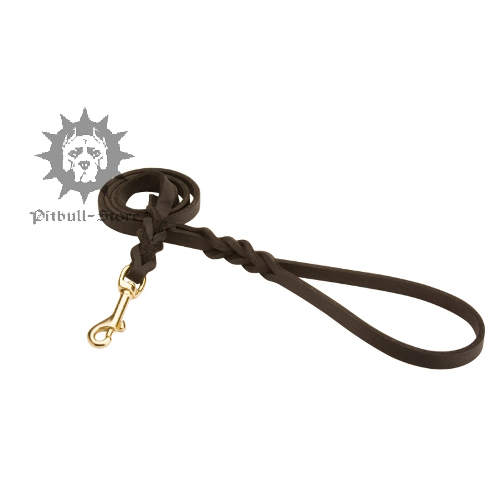 Braided Decoration Leather Dog Lead with Snap Hook