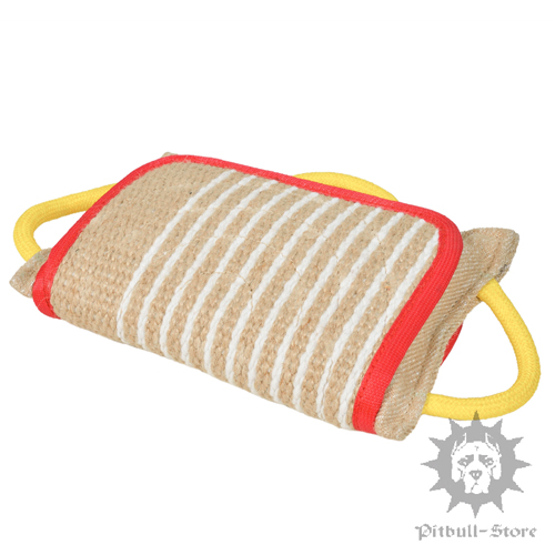 Dog Bite Pad with 3 Handles and Jute Cover for Pitbull, Staffy