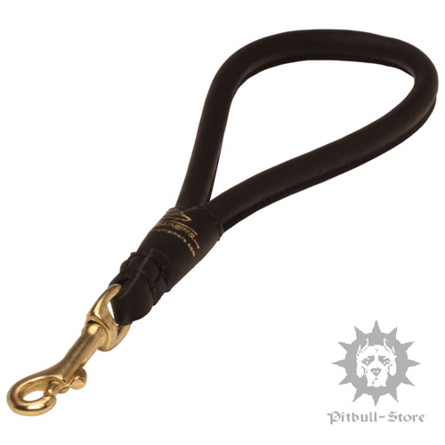 Rolled Leather Dog Control Lead - 11 Inch Long
