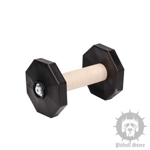 Wood & Plastic Dog Dumbbell for Growing-up Staffies and Pitbulls