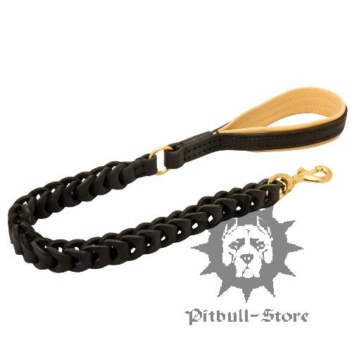 Super Strong Leather Dog Lead with Nappa Padded Handle