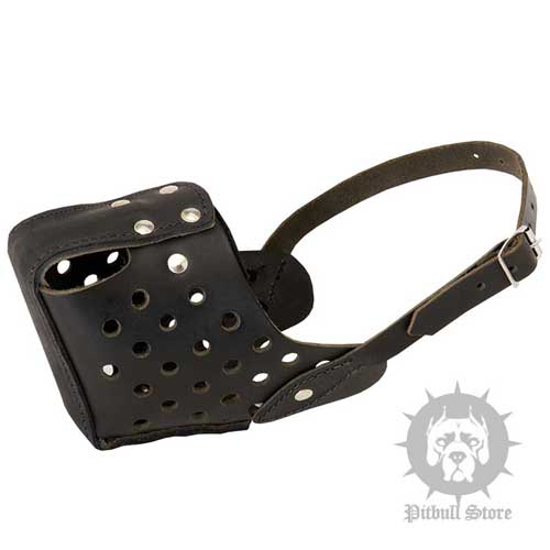 Police Style Dog Muzzle with Holes and Felt Covered Steel Bar