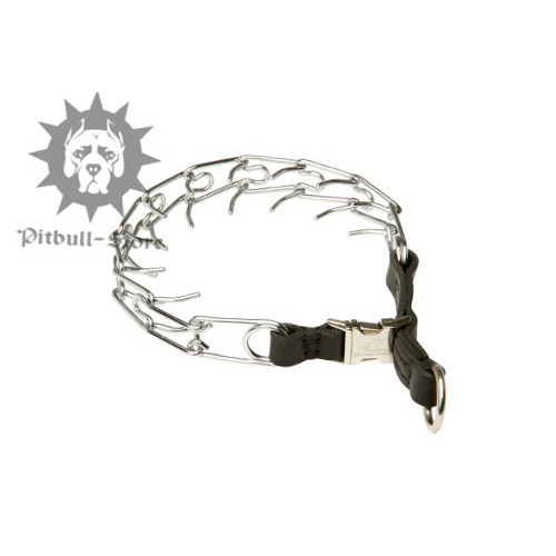 Staffy Pinch Prong Collar with Leather Loop & Snap-Buckle, 1/8"