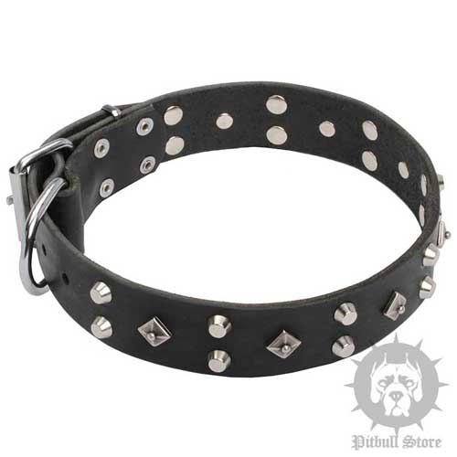 Designer Dog Collar with Pyramids and Stars