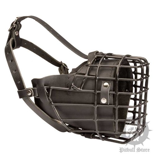 Wire Basket Cage Dog Muzzle Rubberized, Padded with Leather
