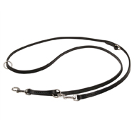 Leather Multi Function Dog Lead with Hardware of Silver Shine