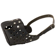 Police Style Dog Muzzle with Holes and Felt Covered Steel Bar