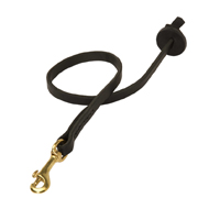 Short Leather Dog Leash with Round Handle