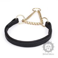 Staffy Collar Half Choke for Young Dogs, Black Nappa and Leather