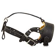 Padded Dog Muzzle with Nappa for Pitbull of Natural  Leather