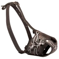 Staffy Muzzle of Leather with Hand Painted Barbed Wire