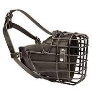 Wire Basket Cage Dog Muzzle Rubberized, Padded with Leather